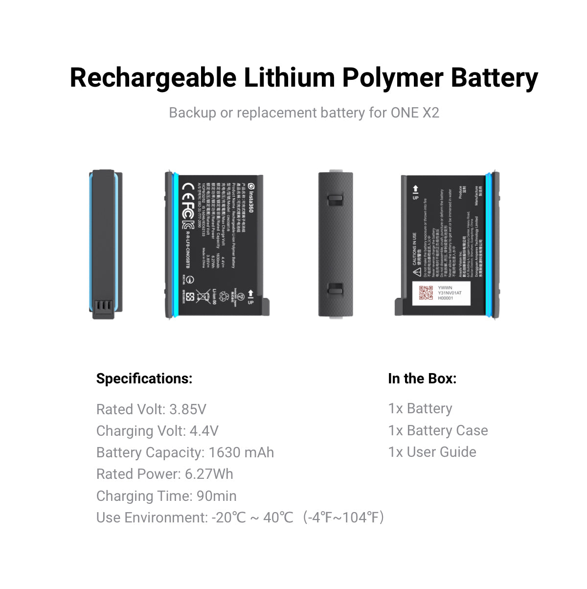 1630mAh OEM Replacement Battery for Insta360 One X2 Action Camera Original Battery Spare Part 1630mAh OEM Replacement Battery for Insta360 One X2 Action Camera Original Battery Spare Part